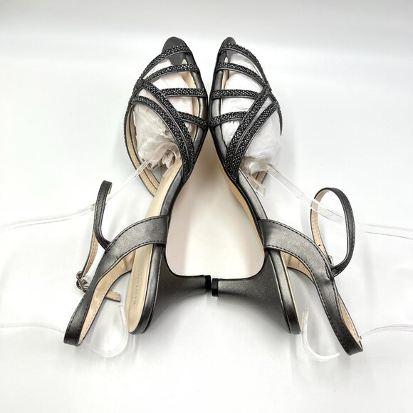 12W 12 WIDE WIDTH Touch Ups Amara Pewter‎ Silver Kitten Heel Dress Sandals Shoes - Picture 7 of 14